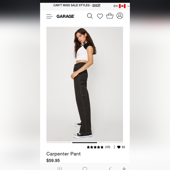 NWOT Garage Carpenter Pants Size 5 White Stitching | Wide Leg.| Goth Streetwear - Picture 4 of 16